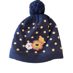 Girls Orchestra Navy Polka Dot Beanie Hat Size 53cm